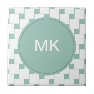 Azulejo Cuadrados trenzados divertidos Mint Green