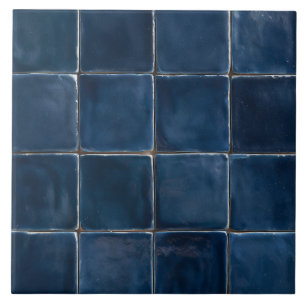Azulejo Cuadrados Vidriados Artesanales de Índigo Profundo