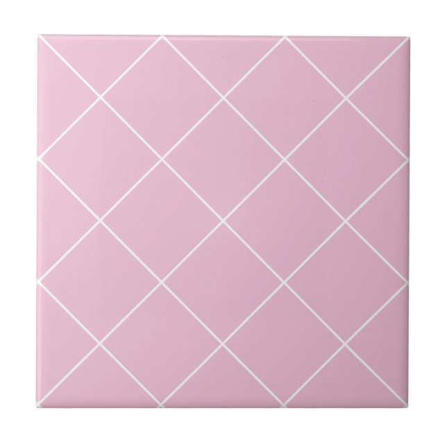 Azulejo Cuadrícula geométrica moderna de guijarros rosados (Frente)