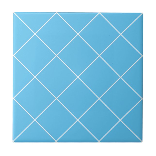 Azulejo Cuadrícula simple geométrica turquesa azul moderno (Frente)
