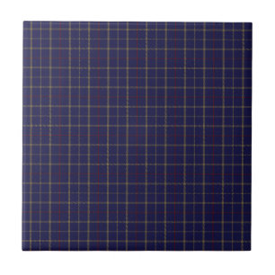 Azulejo Cuadro azul oro rojo Tattersall Brooks