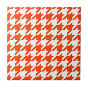 Azulejo Cuadro de cuadros escocés naranja y blanco