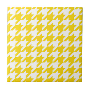 Azulejo Cuadro Escocés Amarillo y Blanco Houndstooth