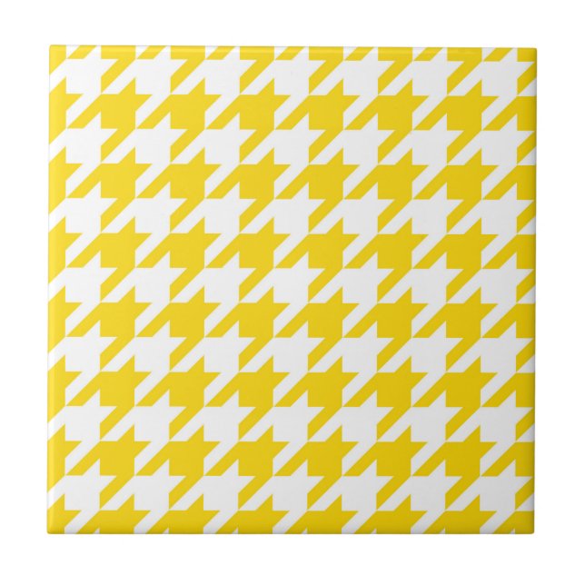 Azulejo Cuadro Escocés Amarillo y Blanco Houndstooth (Frente)