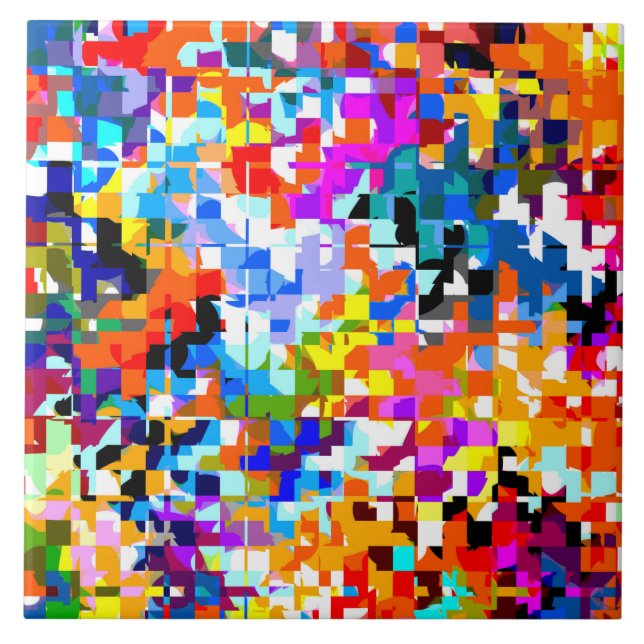 Azulejo Cuadros coloridos cuadrados abstractos lindo portá (Frente)