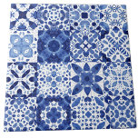Azulejo Cuadros de agua del patrón de mosaico blanco azul<br><div class="desc">azulejos azul y blanco índigo en acuarela. Arte original de Nic Squirrell.</div>