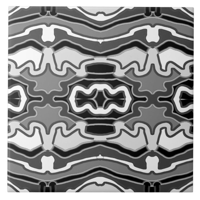 Azulejo Cuadros de cerámica de patrón clásico blanco y neg (Frente)