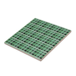 Azulejo Cuadros de Tartán Verde a Cuadros Sobre Negro