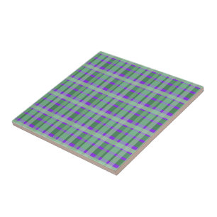 Azulejo Cuadros Escoceses Tartán Verde Rayas Sobre Púrpura