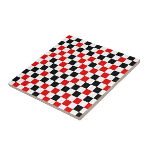 Azulejo Cuadros rojos, negros y blancos