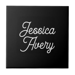 Azulejo Cualquier nombre Elegante escritura blanca vinta