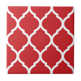Azulejo Cuartel de cerámica con patines de cuatrefoil rojo