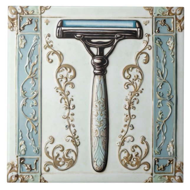 Azulejo Cuarto de baño divertido Mint Blue Shave Razor Sha (Frente)