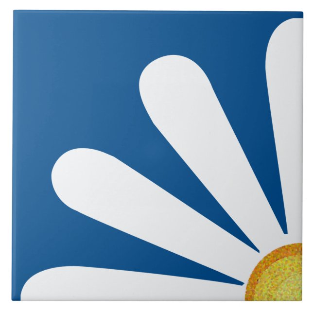 Azulejo Cuarto de una flor margarita (Frente)