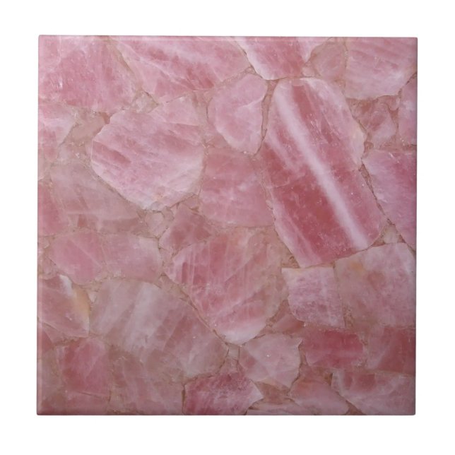 Azulejo Cuartzita rosa Crystal Gemstone Impresión Cerámica (Frente)