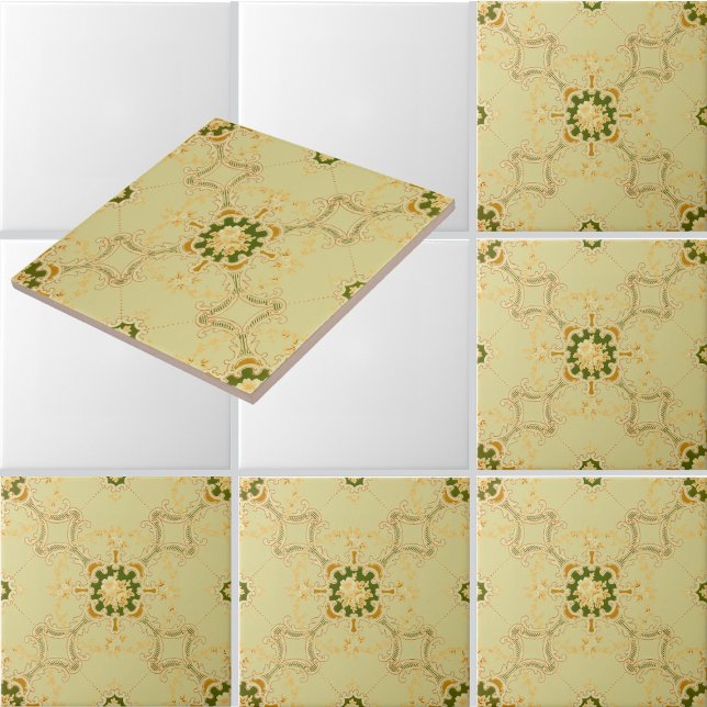 Azulejo Cuatrefoils de pergamino foliado y patrón floral (Subido por el creador)