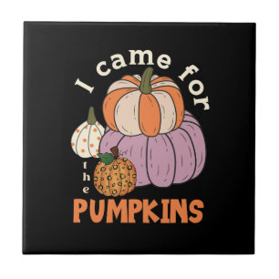 Azulejo Cuatro Calabazas Divertidas de Otoño