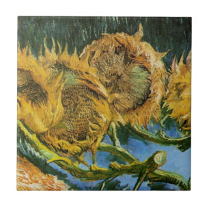 Azulejo Cuatro girasoles cortados de Vincent van Gogh
