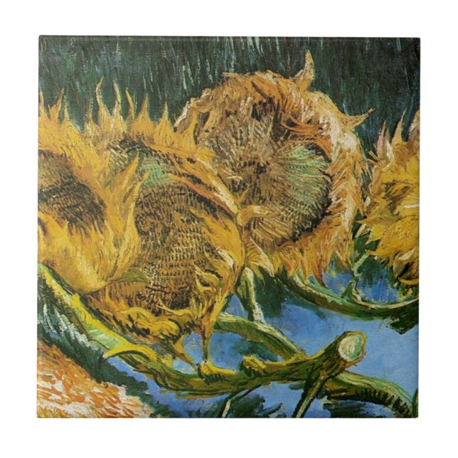 Azulejo Cuatro girasoles cortados, Vincent van Gogh (Frente)