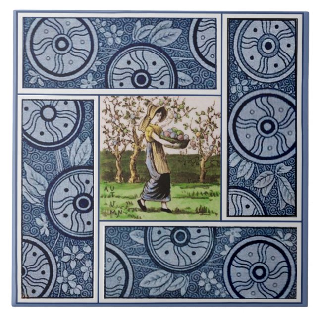 Azulejo Cuatro temporadas de otoño por Kate Greenaway para (Frente)