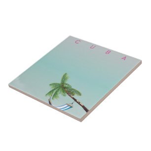 Azulejo Cuba Hammock estilo Viejo impreso de vacaciones.