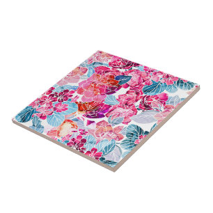 Azulejo Cubierta acuarela de cerámica floral