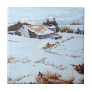 Azulejo Cubierta acuática original El paisaje del granero 