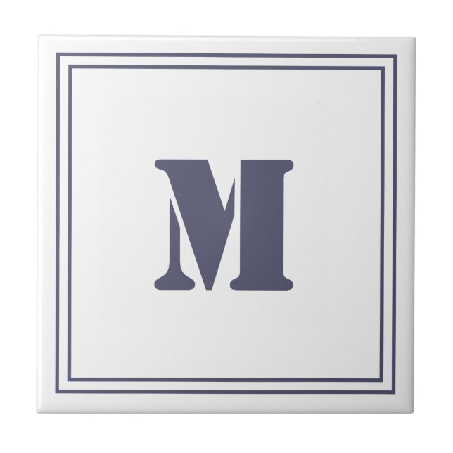 Azulejo Cubierta blanca monogramada de marco (Frente)