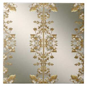 Azulejo Cubierta cerámica blanca de oro floral