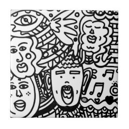 Azulejo Cubierta cerámica - Blanco y negro