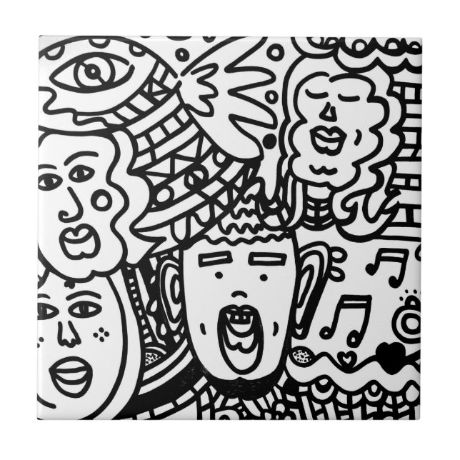 Azulejo Cubierta cerámica - Blanco y negro (Frente)