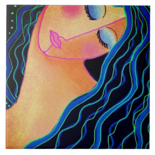 Azulejo Cubierta cerámica brillante de pelo negro