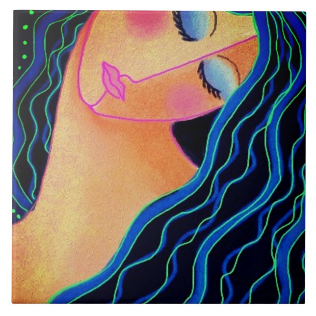 Azulejo Cubierta cerámica brillante de pelo negro (Frente)