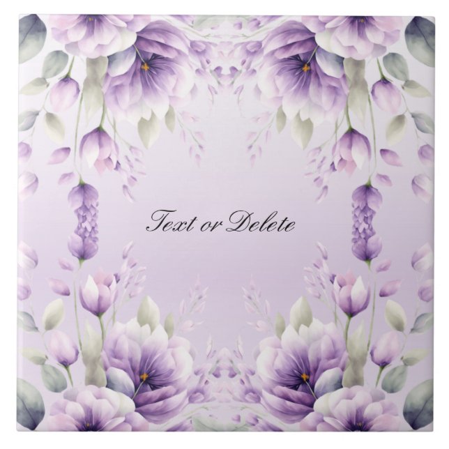 Azulejo Cubierta cerámica color agua morado floral (Frente)