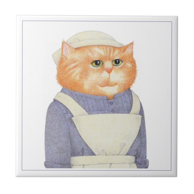 Azulejo Cubierta cerámica cuadrada COOK CAT de 4,25" (Frente)