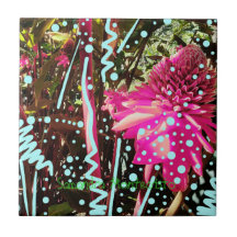 Cubierta cerámica de acuario de flores de maravill