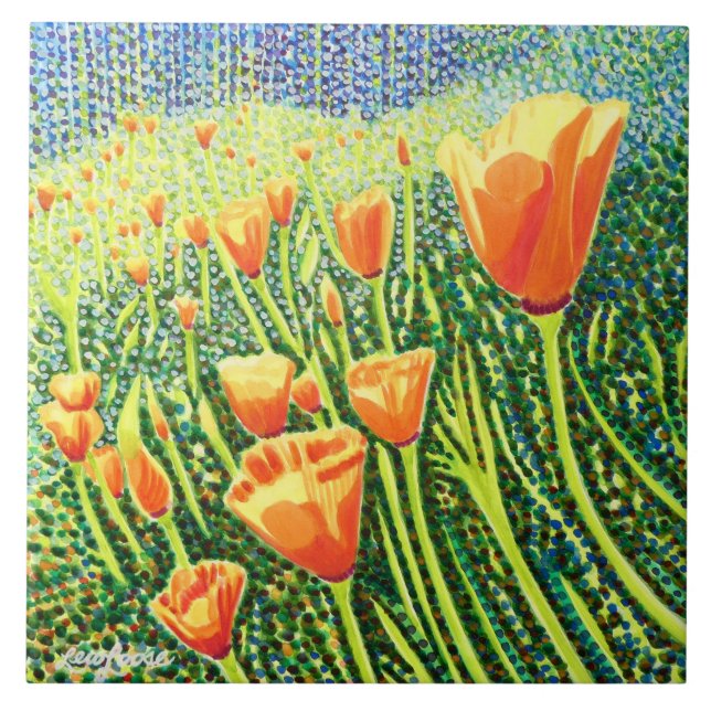 Azulejo Cubierta cerámica de amapola, mosaico de cerámica  (Frente)