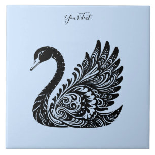 Azulejo Cubierta cerámica de cisne decorativa negra