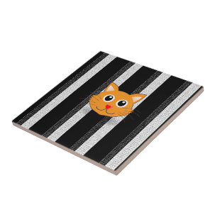 Azulejo Cubierta cerámica de gatos blancos y negros