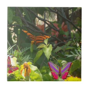 Azulejo Cubierta cerámica de hojas y mariposas
