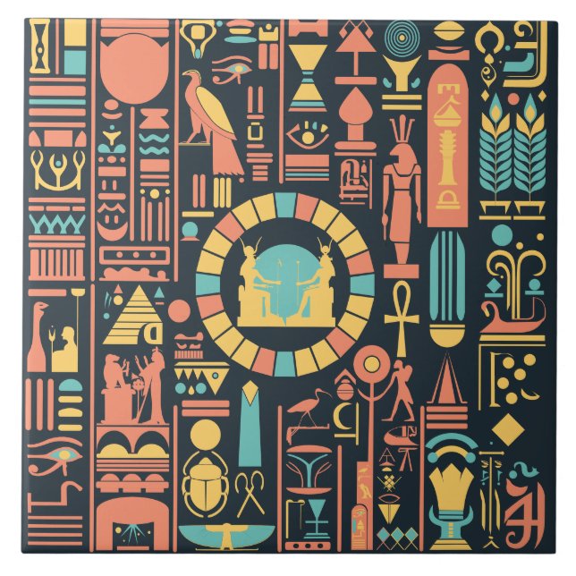 Azulejo Cubierta cerámica de jeroglíficos egipcios (Frente)