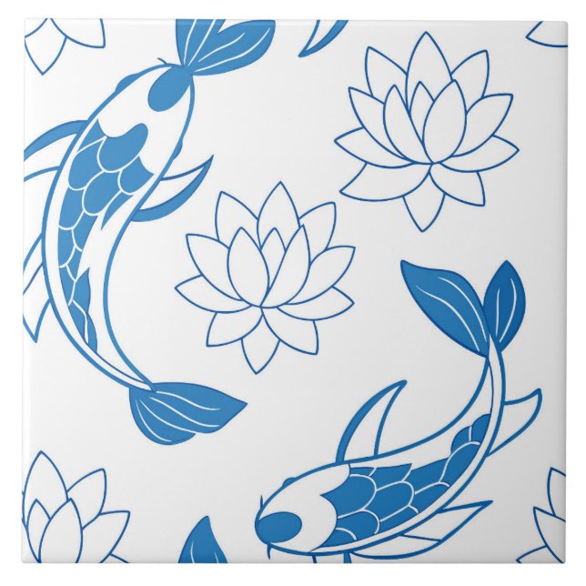 Azulejo Cubierta cerámica de Koi Lotus Dreams (Frente)