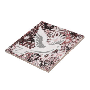 Azulejo Cubierta cerámica de la cocina floral blanca