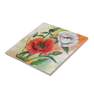 Azulejo Cubierta cerámica de lapachos blancos y rojos