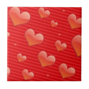 Azulejo Cubierta cerámica de los corazones rojos