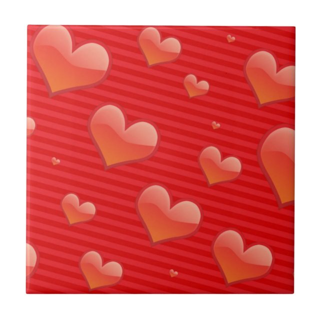 Azulejo Cubierta cerámica de los corazones rojos (Frente)
