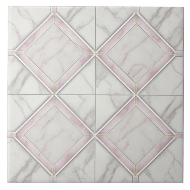Azulejo Cubierta cerámica de mármol rosa blanco para super (Frente)