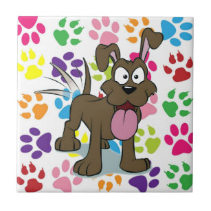 Azulejo Cubierta cerámica de perro feliz