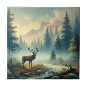 Azulejo Cubierta cerámica de pintura de aceite Stag