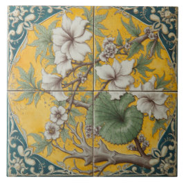 Azulejo Cubierta cerámica de rama floral blanca